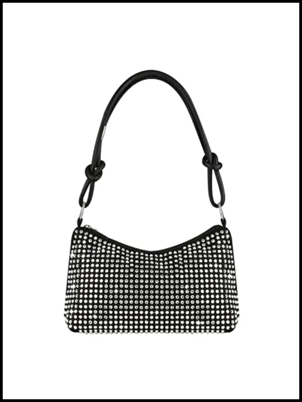 Sparkly Rhinestone Hobo Clutch Purse with Crossbody Chain